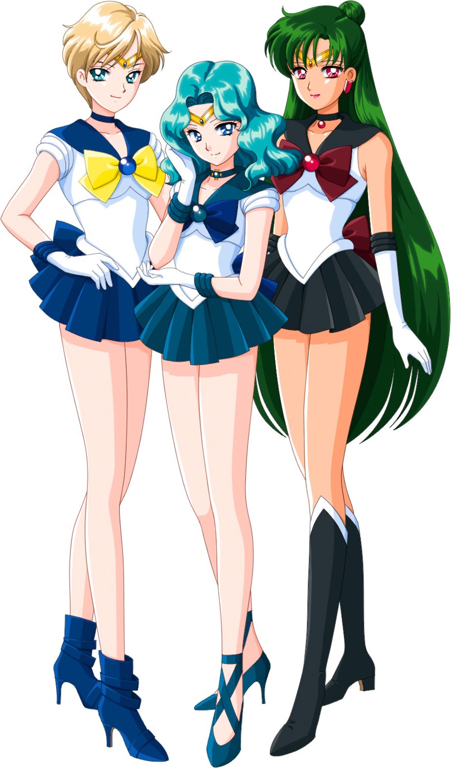 bishoujo_senshi_sailor_moon, heels, jpeg_artifacts, kaiou_michiru, meiou_setsuna, mizuha, seifuku, tenou_haruka