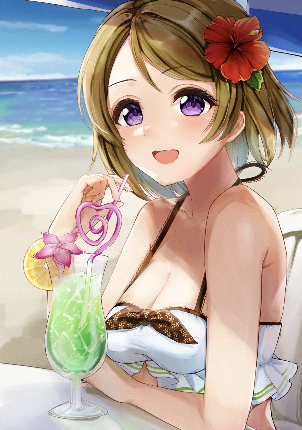 bikini_top, cleavage, koizumi_hanayo, love_live!, love_live!_(series), swimsuits, yoshinon_(yoshinon_kotori)
