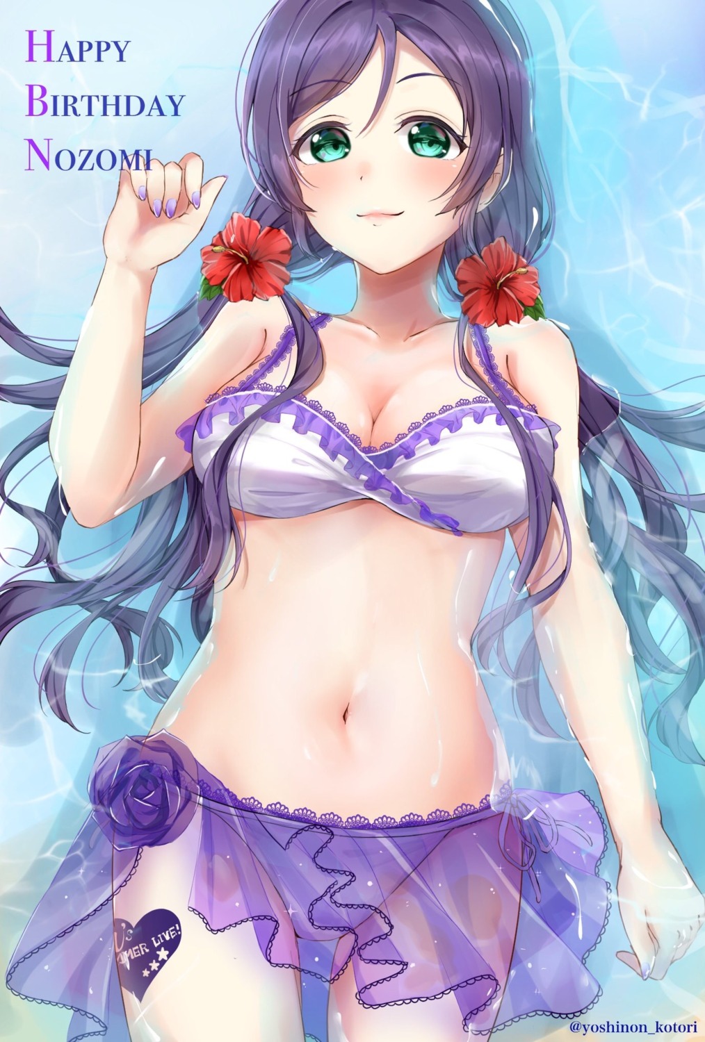 bikini, cleavage, love_live!, love_live!_(series), see_through, swimsuits, tattoo, toujou_nozomi