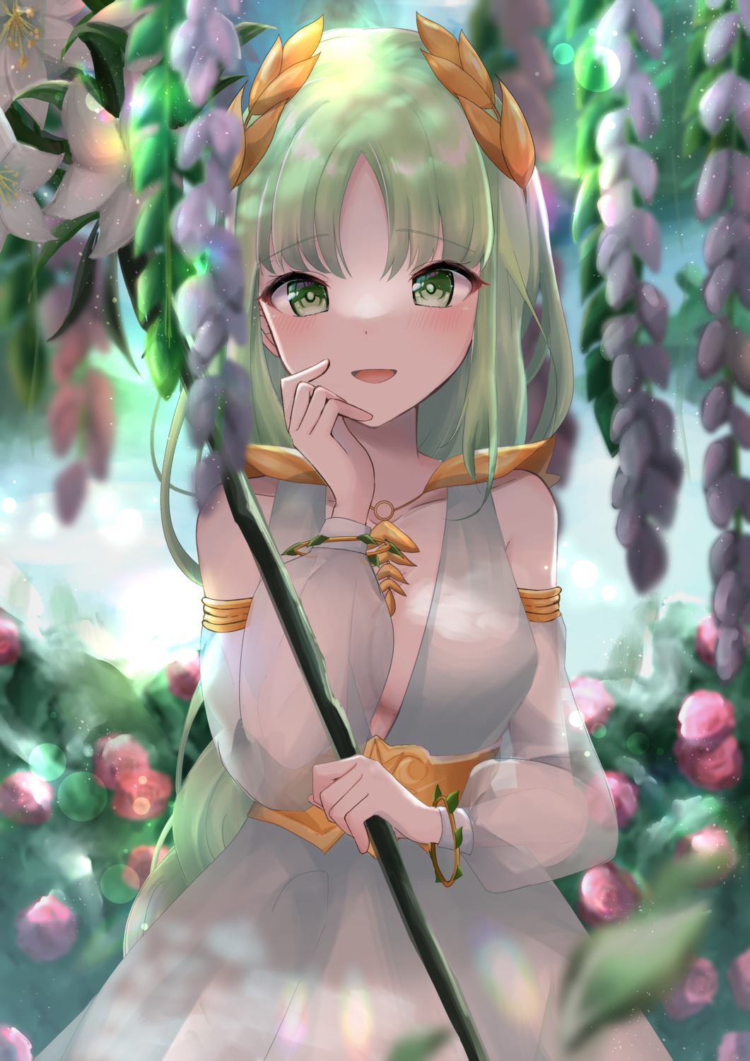 afk_arena, dress, flora_(afk_arena), no_bra, tagme