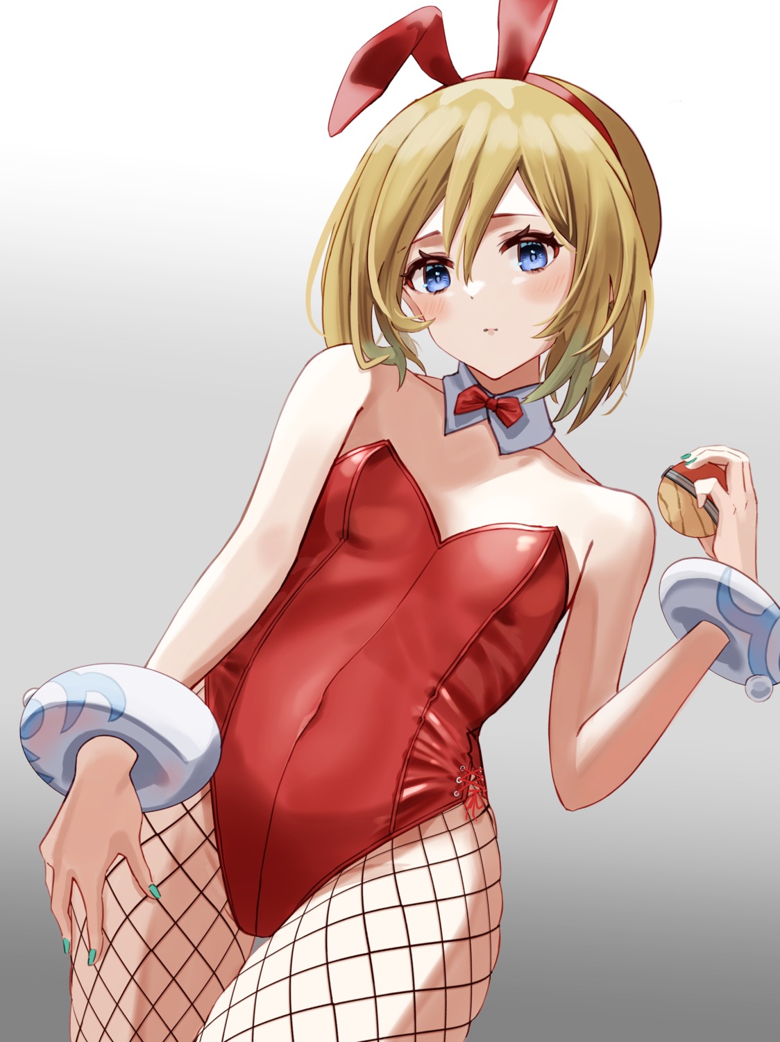 animal_ears, bunny_ears, bunny_girl, fishnets, kai_(pokemon), komakomapanic, no_bra, pantyhose