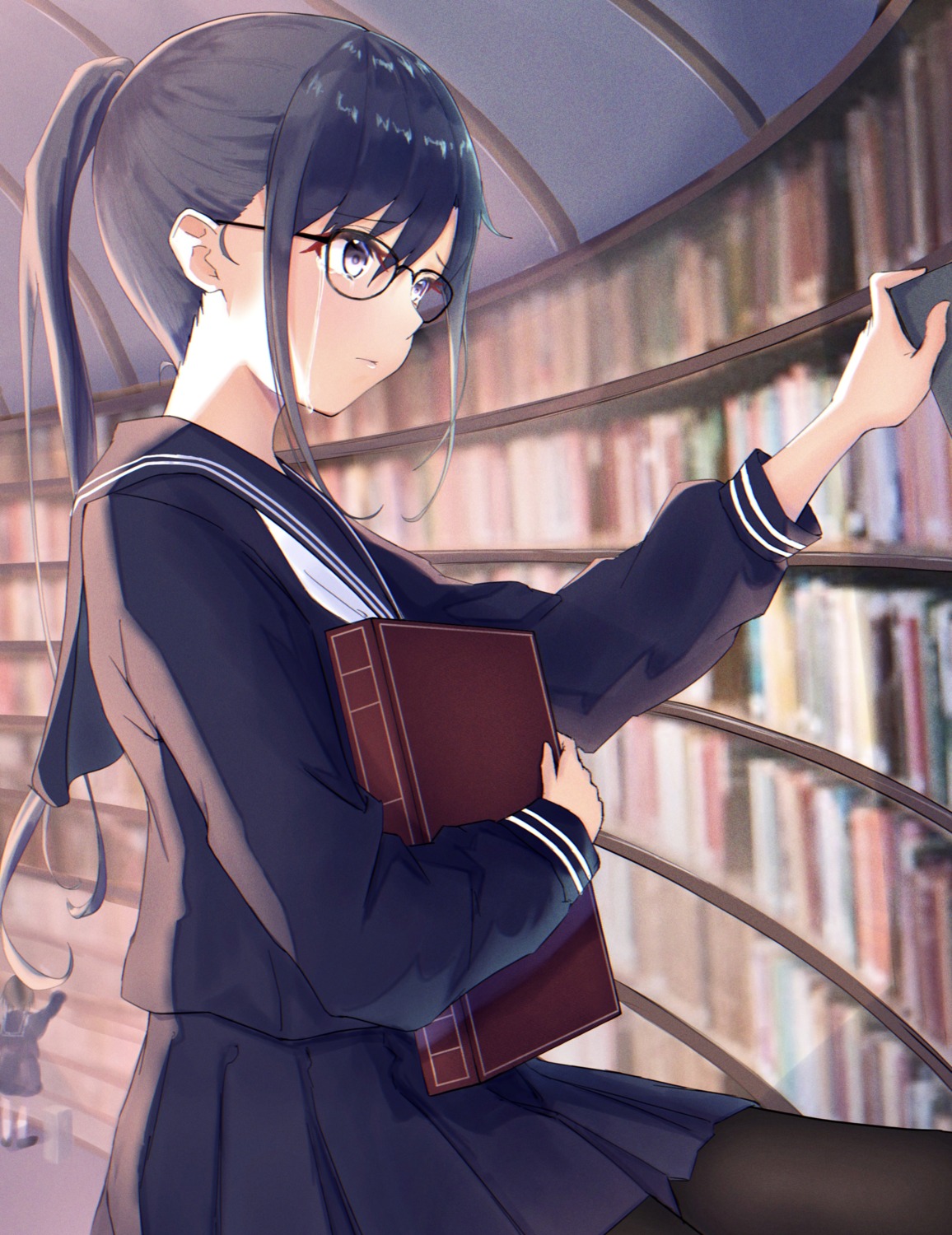megane, pantyhose, rin_illust_0805, seifuku