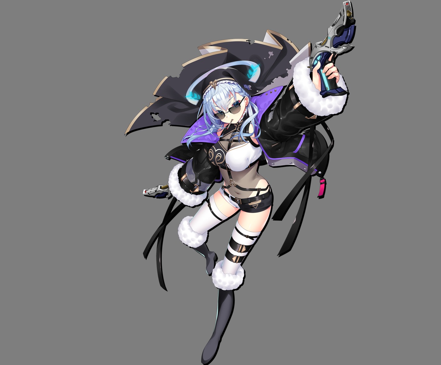baltha_john_patric, crystalia, garter, gun, leotard, megane, nun, re:d_cherish!, re:d_cherish!_-eternity_blood-, smoking, tagme, thighhighs, torn_clothes, transparent_png