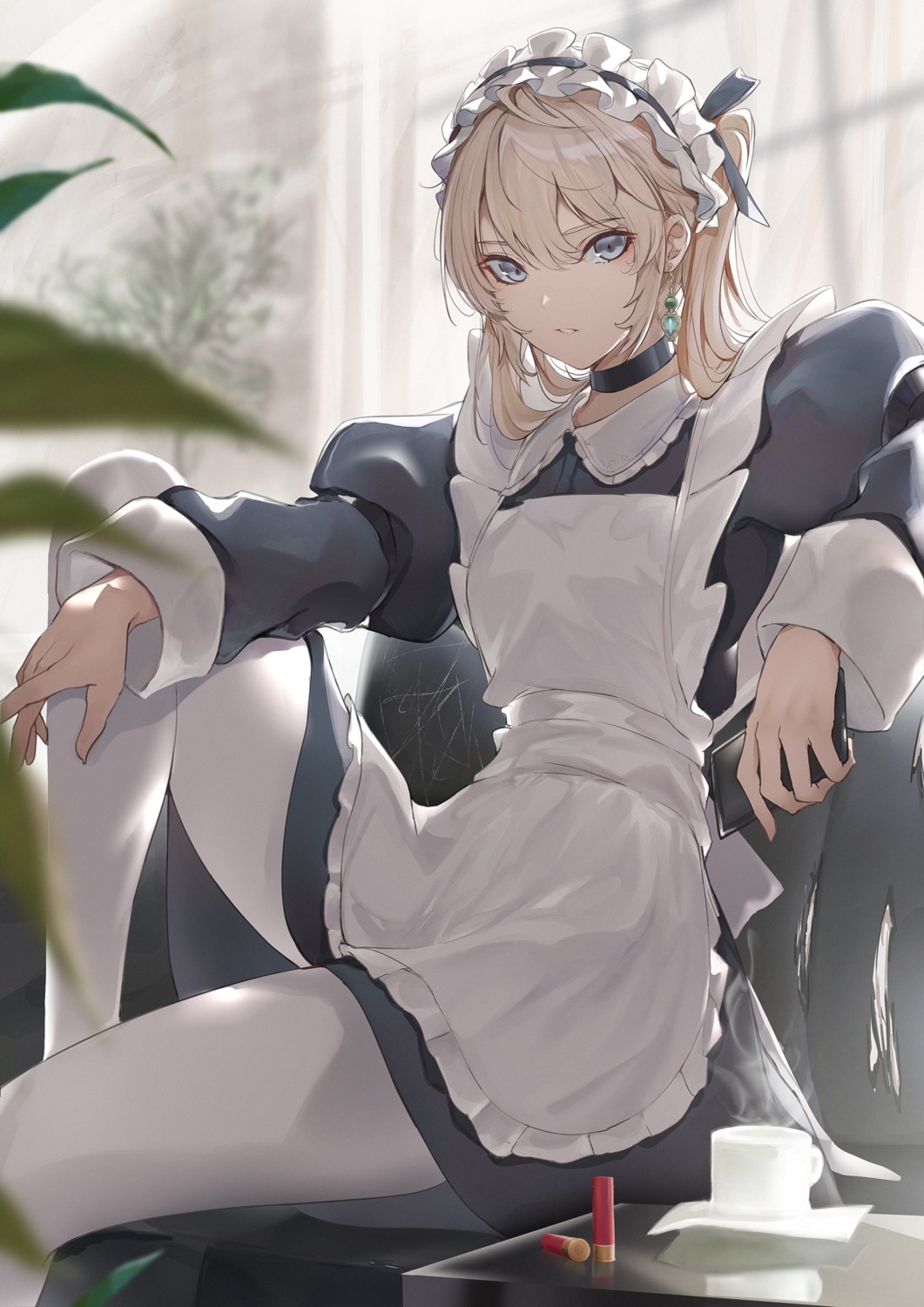 maid, marumoru, pantyhose