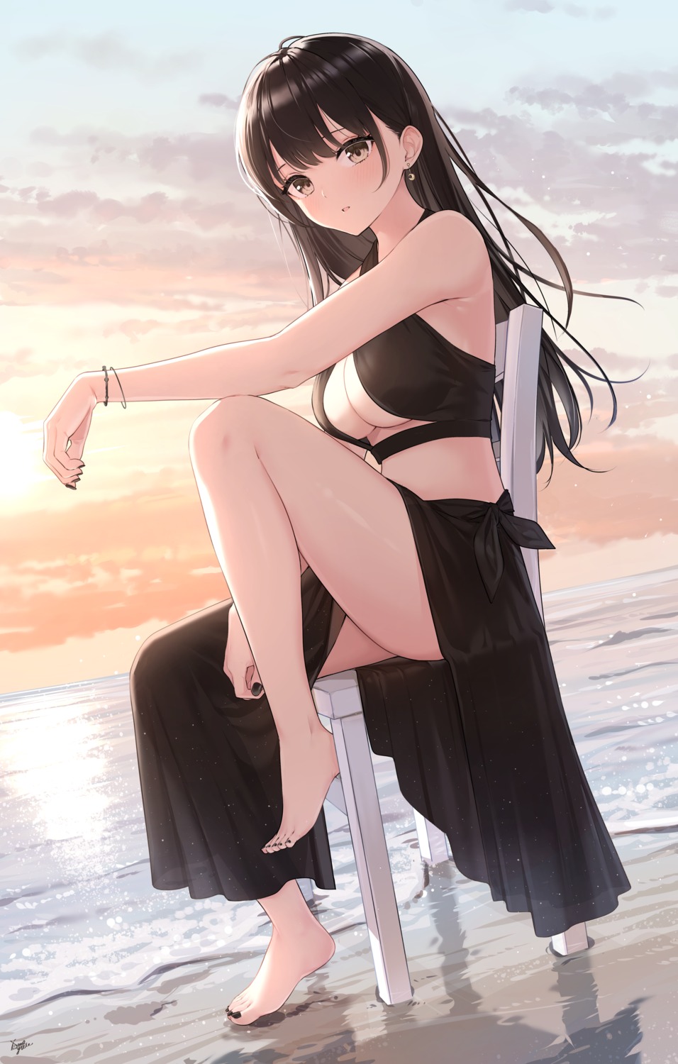 bikini, feet, see_through, skirt_lift, swimsuits, takenoko_no_you, wet