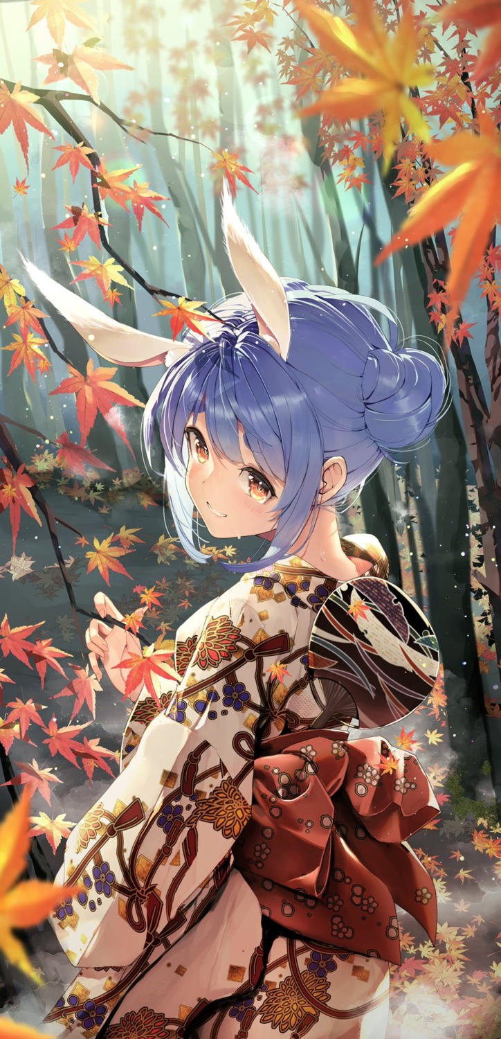 animal_ears, bunny_ears, hololive, merry_haruhina, usada_pekora, yukata
