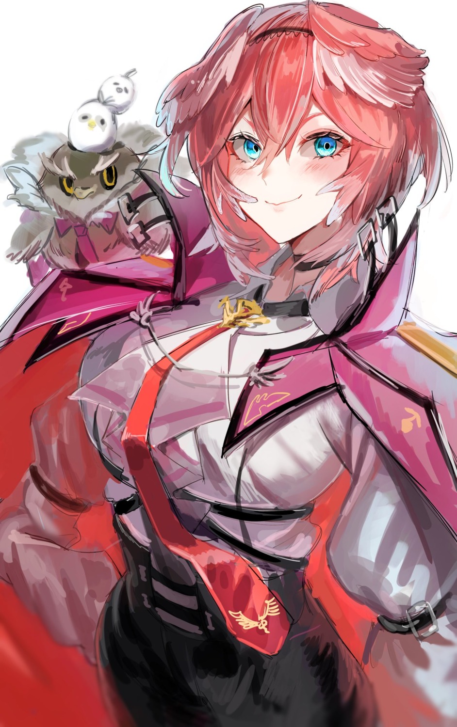 a0z0_aozo, ganmo_(takane_lui), hololive, sketch, takane_lui, tsukune_(takane_lui), tsumire_(takane_lui), uniform