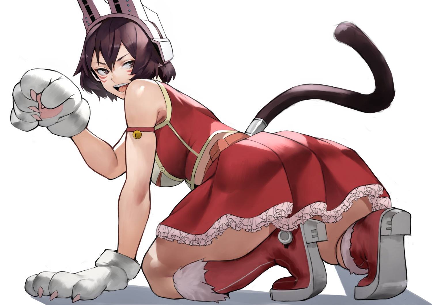 animal_ears, ass, boku_no_hero_academia, headphones, heels, nekomimi, sousaki_shino, tail, yoshio_(55level)