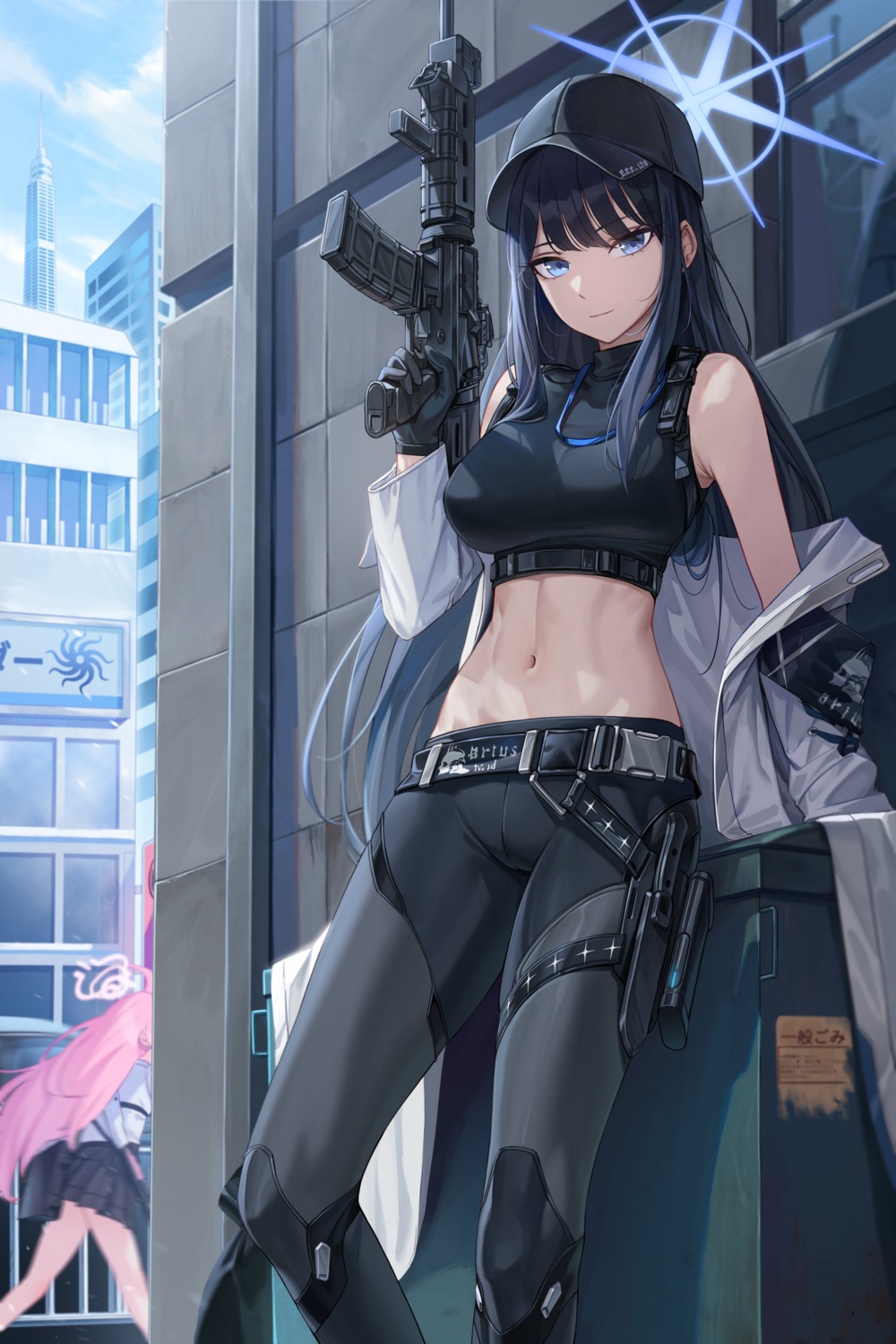 blue_archive, cryturtle, garter, gun, halo, joumae_saori, takanashi_hoshino