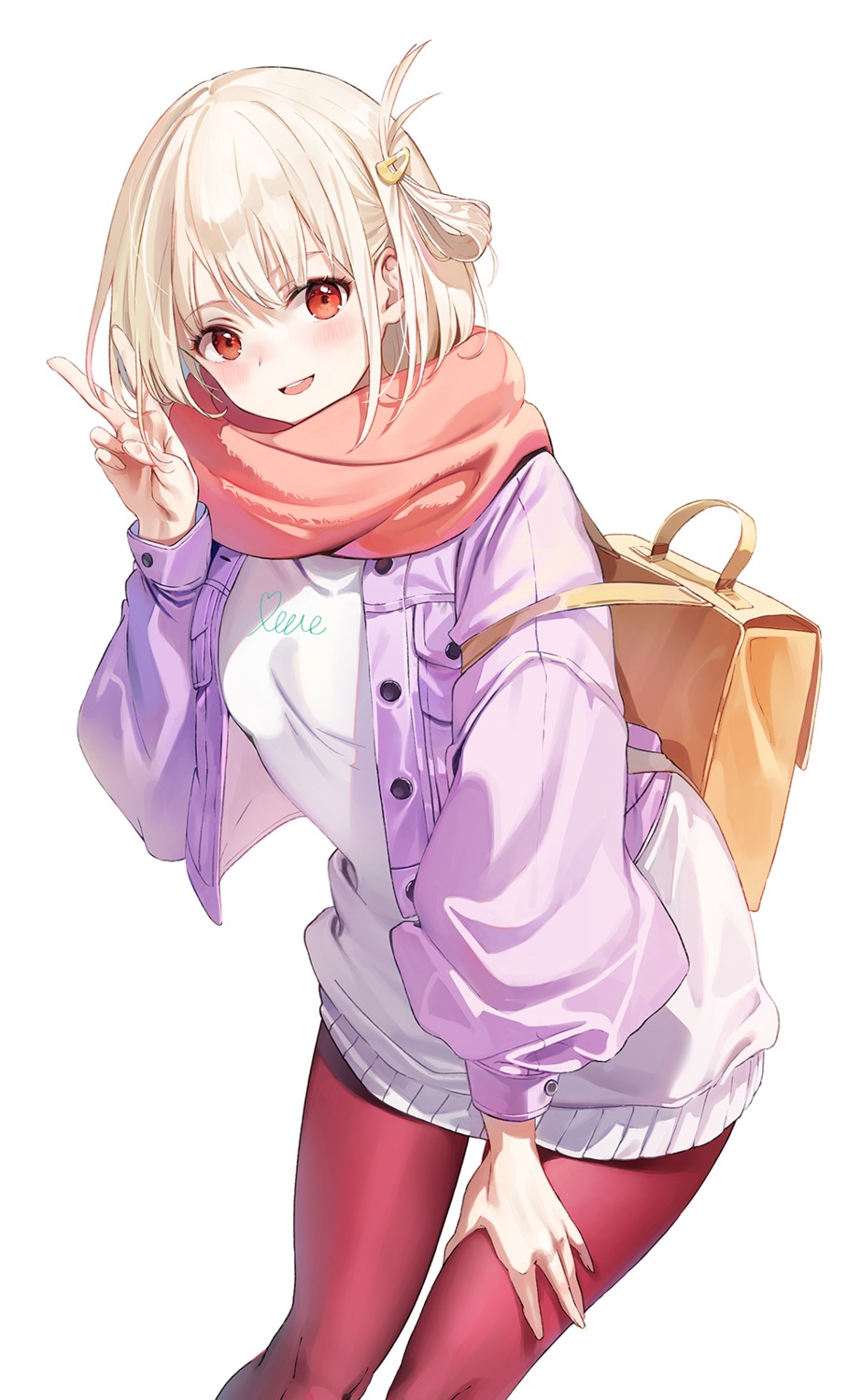 dress, emyo, lycoris_recoil, nishikigi_chisato, pantyhose, sweater