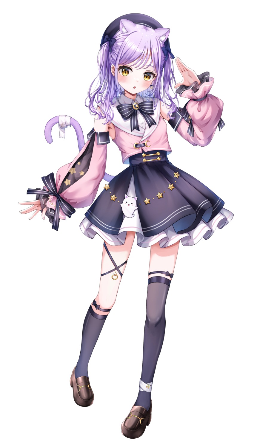 animal_ears, garter, karashi_(asarikarasi), nekomimi, shinomiya_runa, tail, thighhighs, vspo!