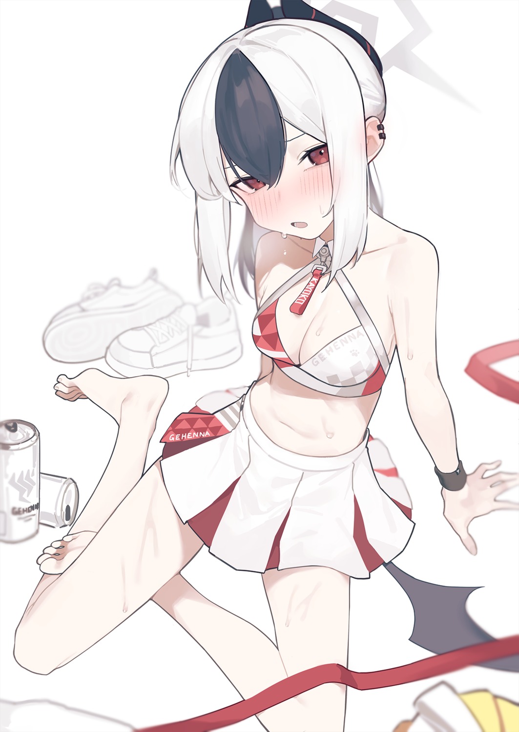 blue_archive, cheerleader, devil, fataaa, halo, horns, no_bra, onikata_kayoko, wet, wings