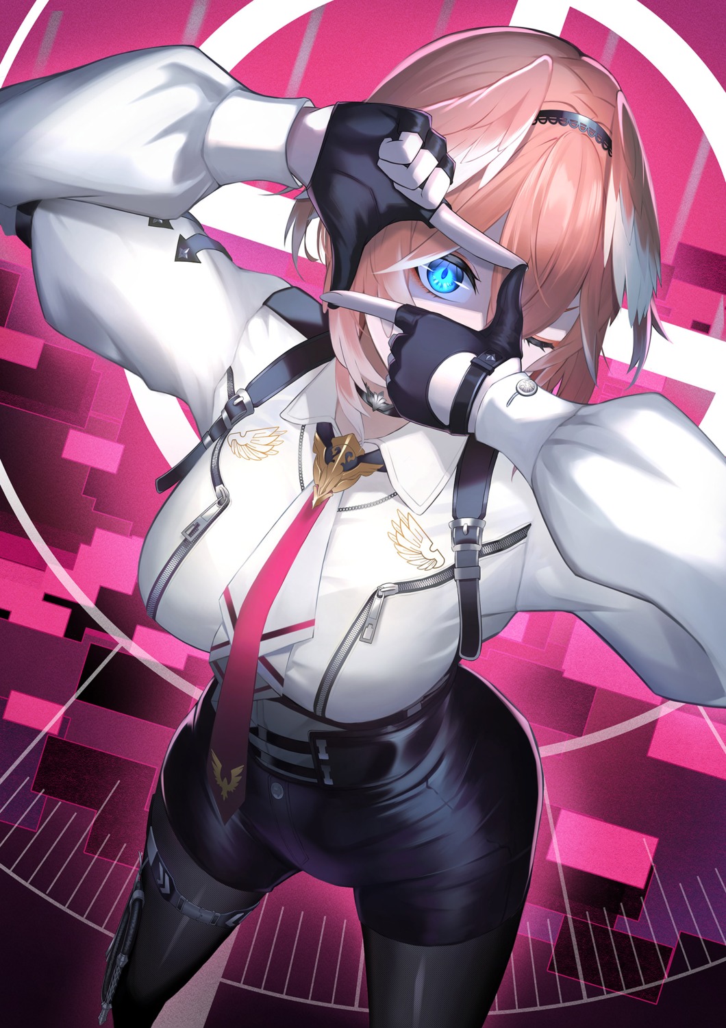 garter, hololive, pantyhose, skymax, takane_lui, uniform, weapon, wings
