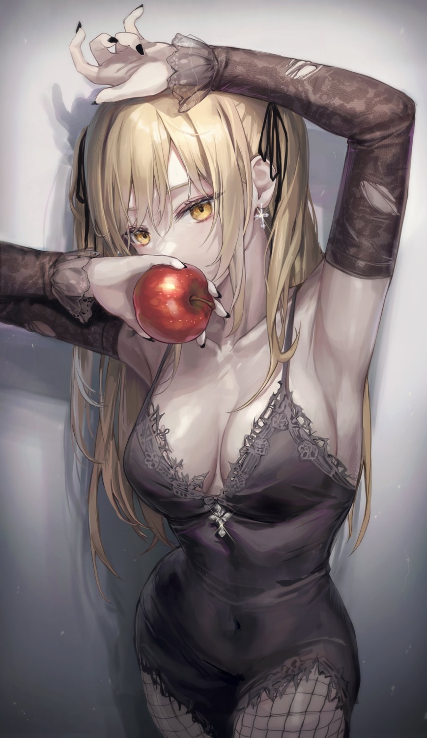 aibek, amane_misa, death_note, fishnets, lingerie, pantyhose, torn_clothes
