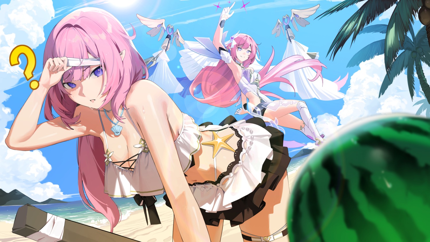 benghuai_xueyuan, bikini, elysia_(honkai_impact), garter, honkai_impact, star741, swimsuits