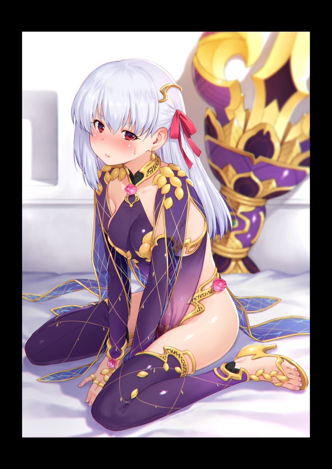 armor, bikini_armor, fate/grand_order, heels, kama_(fate), kazuma_muramasa, see_through, thighhighs