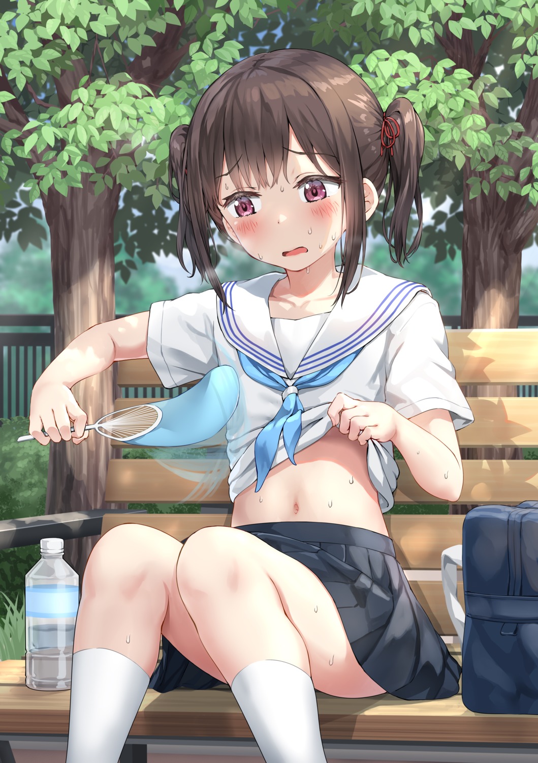 nedia_r, seifuku, shirt_lift, undressing, wet
