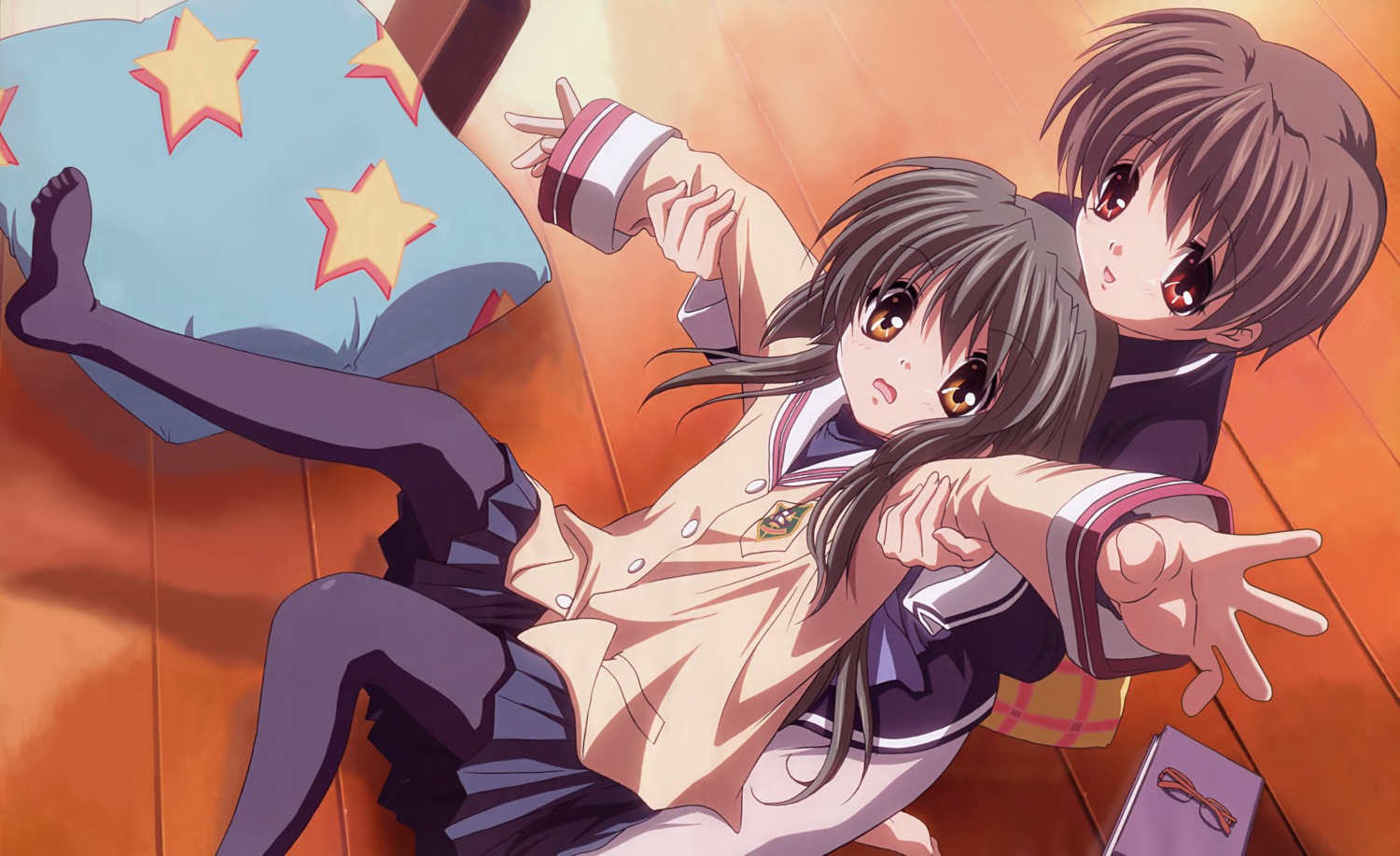 clannad, ibuki_fuuko, ibuki_kouko, ikeda_kazumi, pantyhose, seifuku