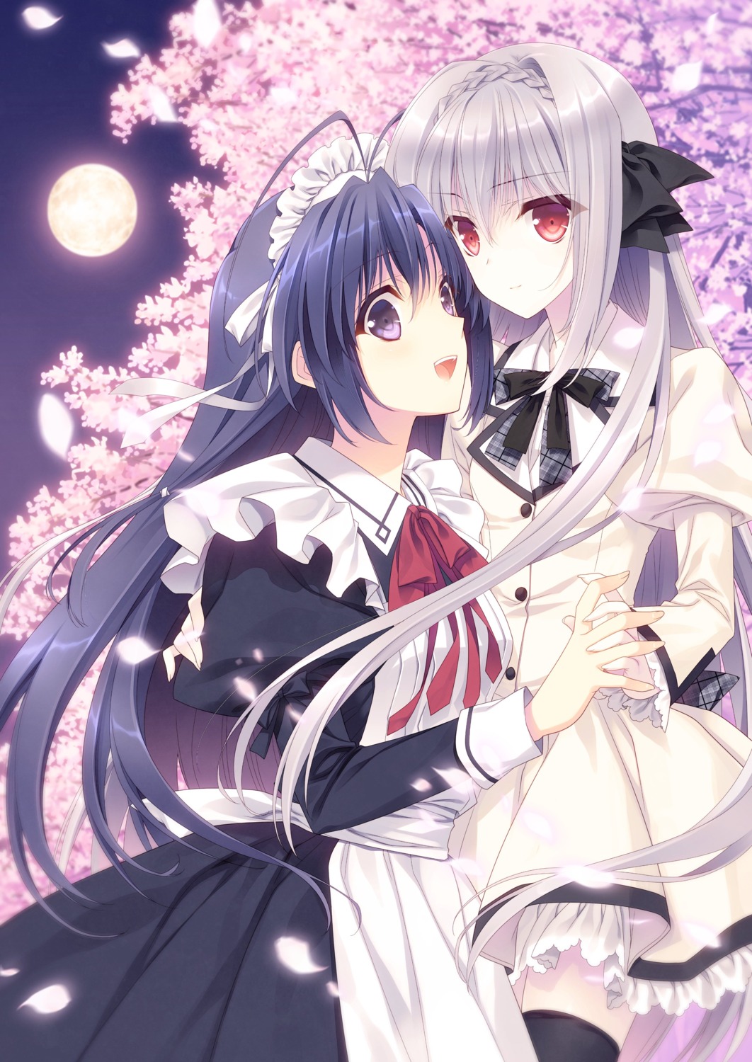 kokura_asahi, maid, navel, sakurakouji_luna, seifuku, suzuhira_hiro, thighhighs, trap