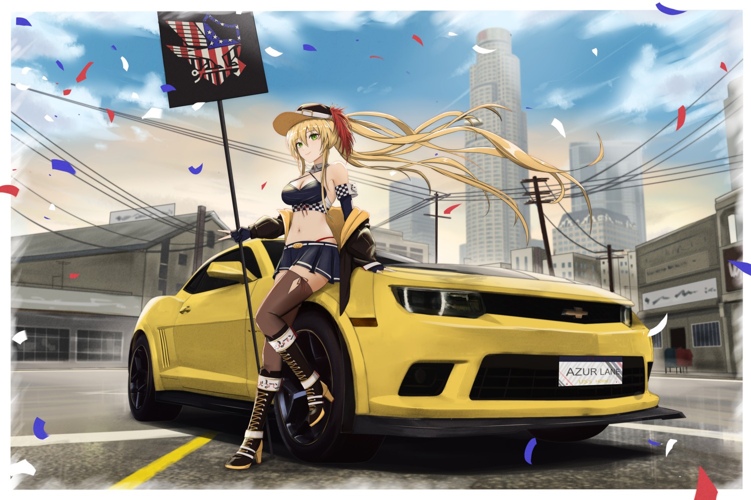 azur_lane, cleavage, heels, hornet_(azur_lane), kcar66t, thighhighs