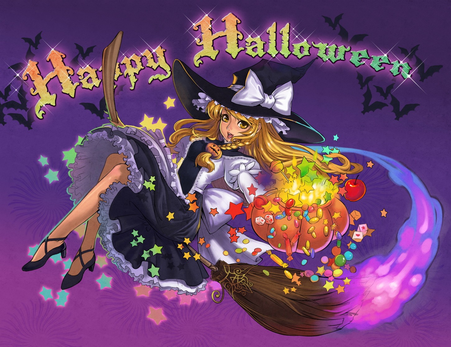 halloween, kirisame_marisa, touhou, witch, yukiusagi1983