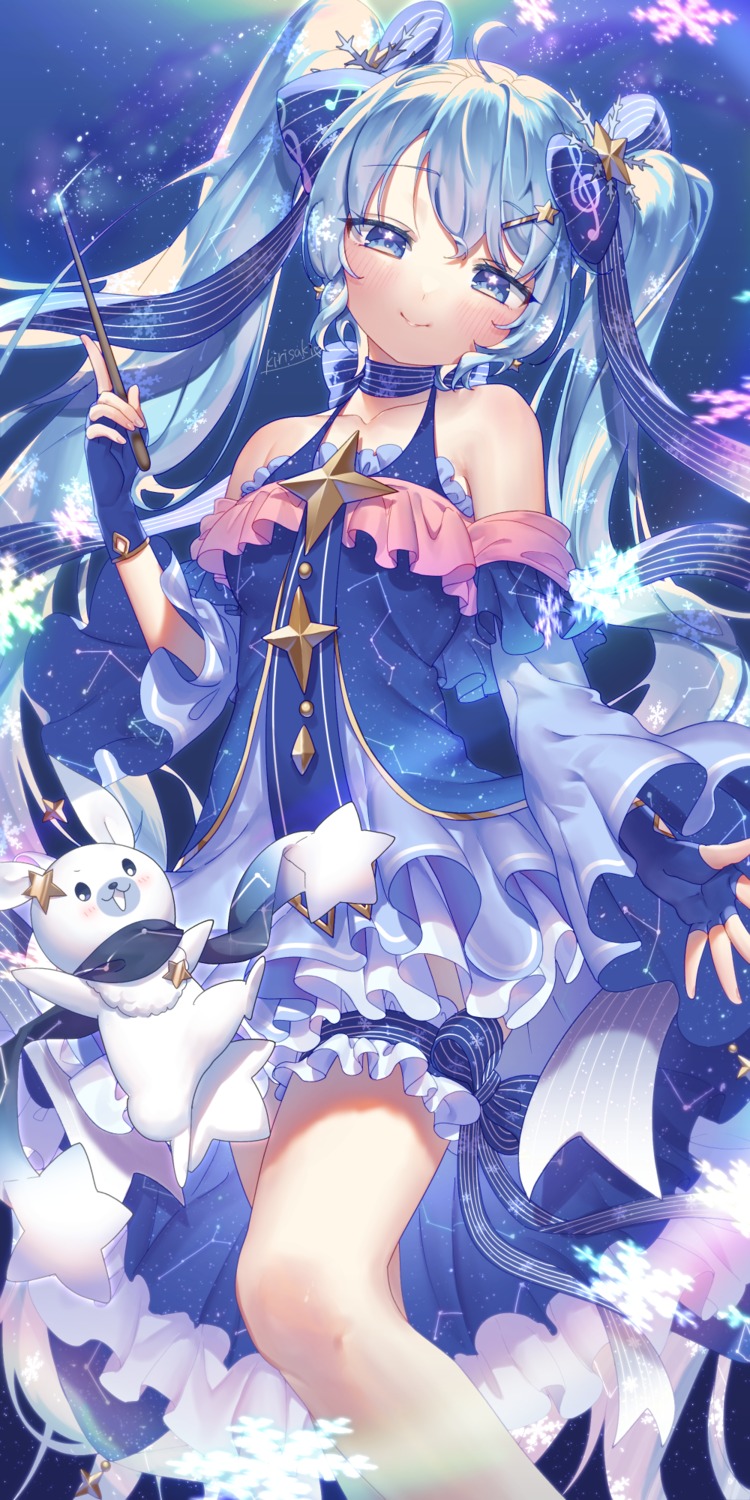 dress, garter, hatsune_miku, kirisaki_shuusei, vocaloid, weapon, yuki_miku