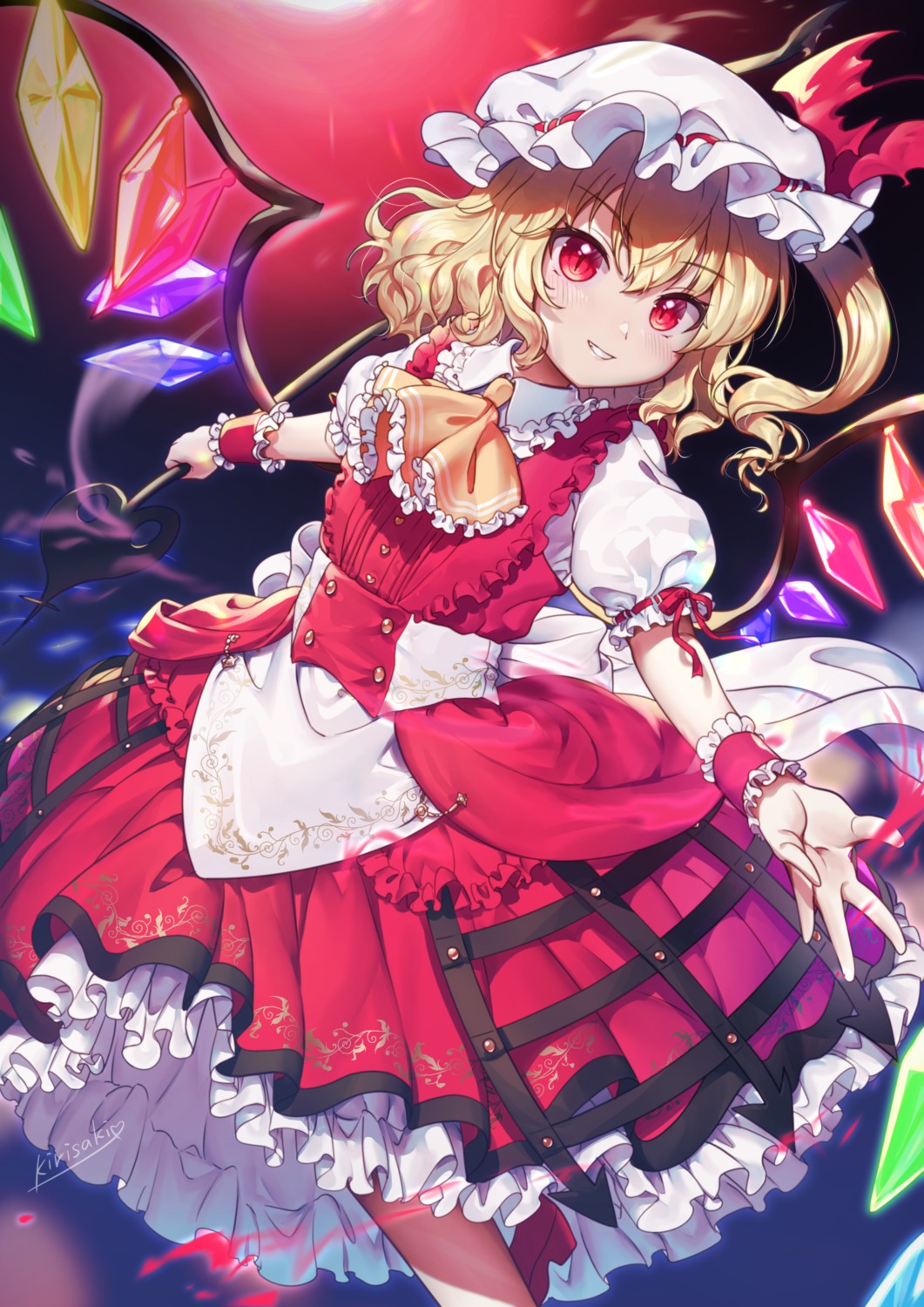 dress, flandre_scarlet, kirisaki_shuusei, touhou, weapon, wings