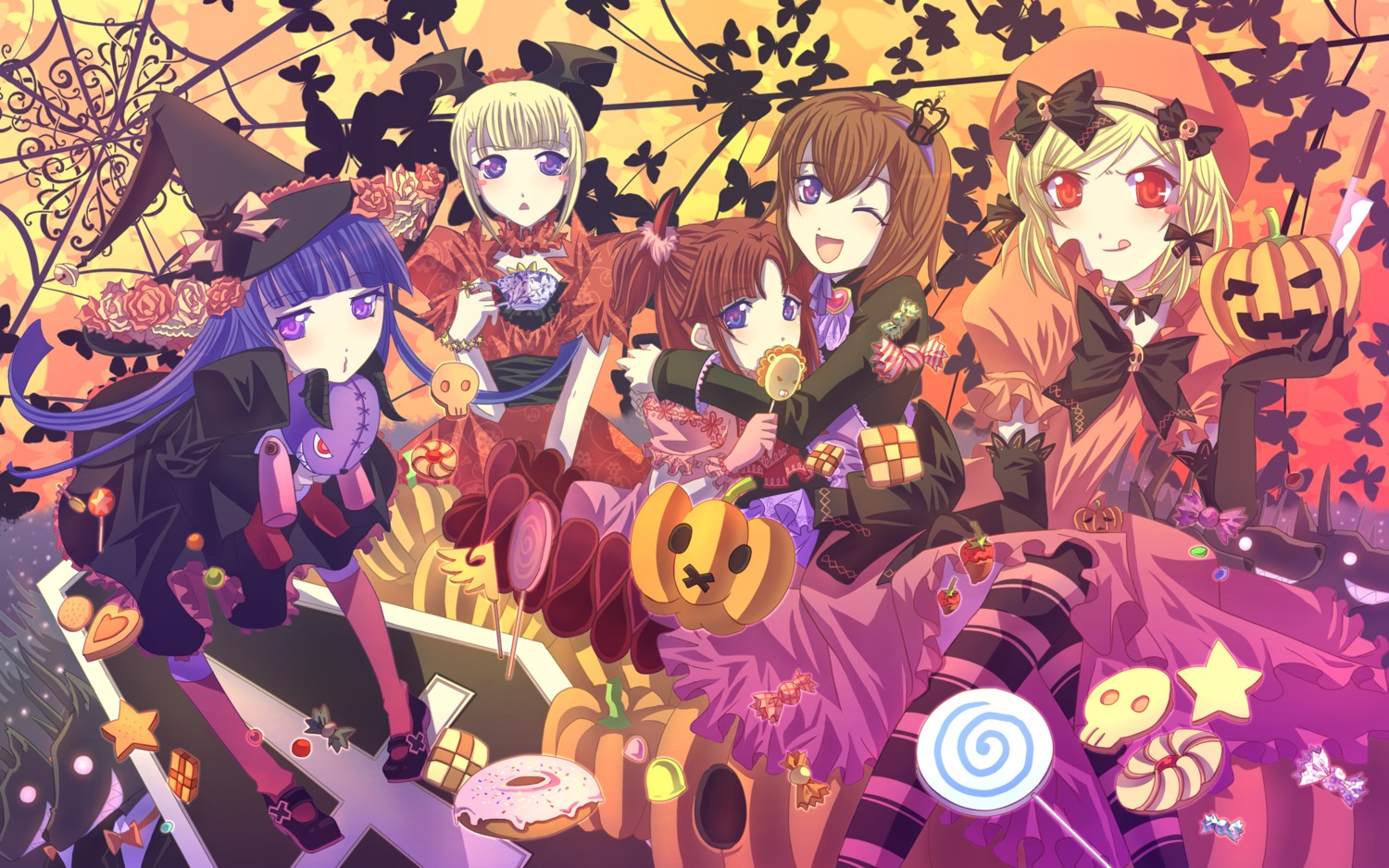 beatrice, frederica_bernkastel, halloween, kariya, lambdadelta, umineko_no_naku_koro_ni, ushiromiya_ange, ushiromiya_maria