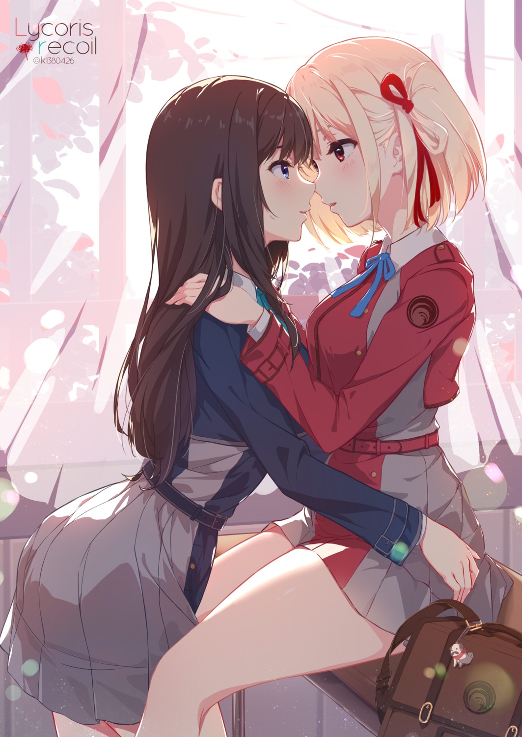 inoue_takina, kurenaiz, lycoris_recoil, nishikigi_chisato, seifuku, yuri