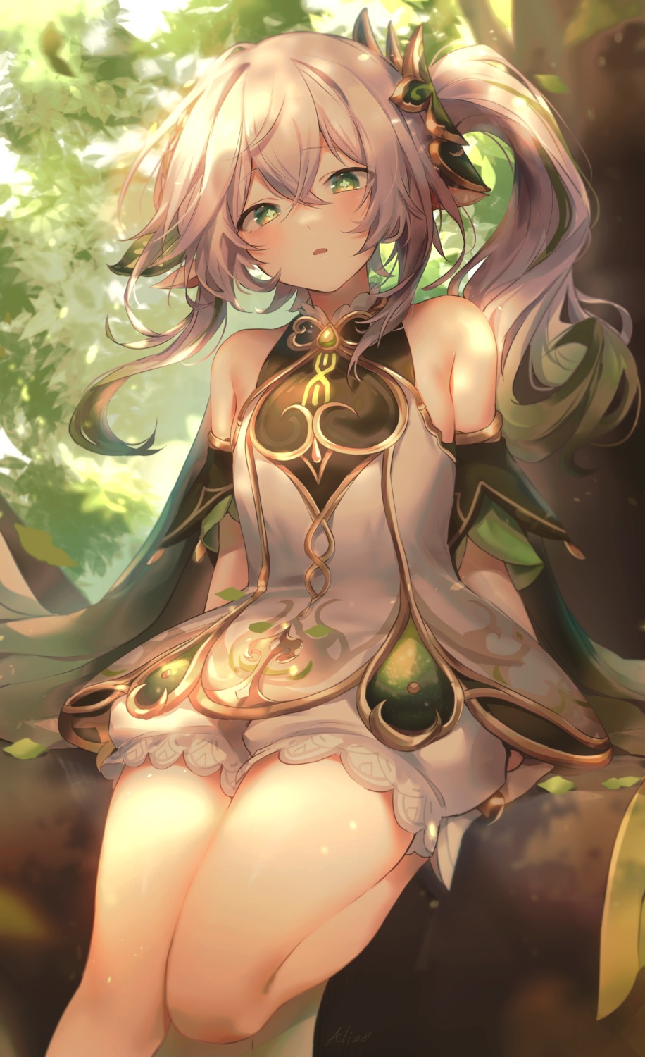 allze, bloomers, dress, genshin_impact, nahida, pointy_ears