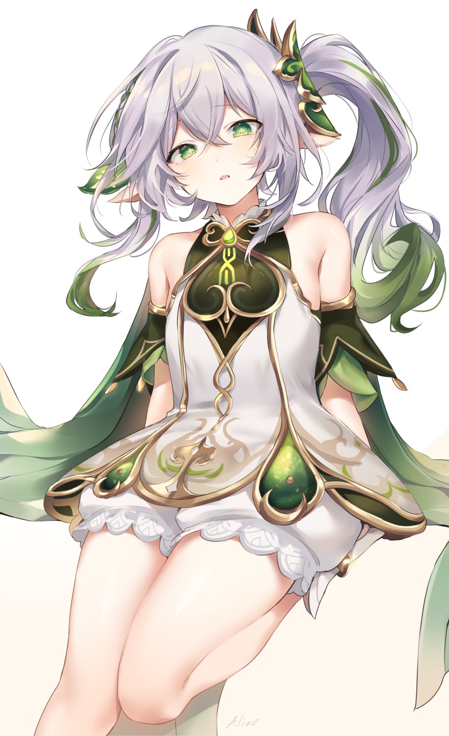 allze, bloomers, dress, genshin_impact, nahida, pointy_ears