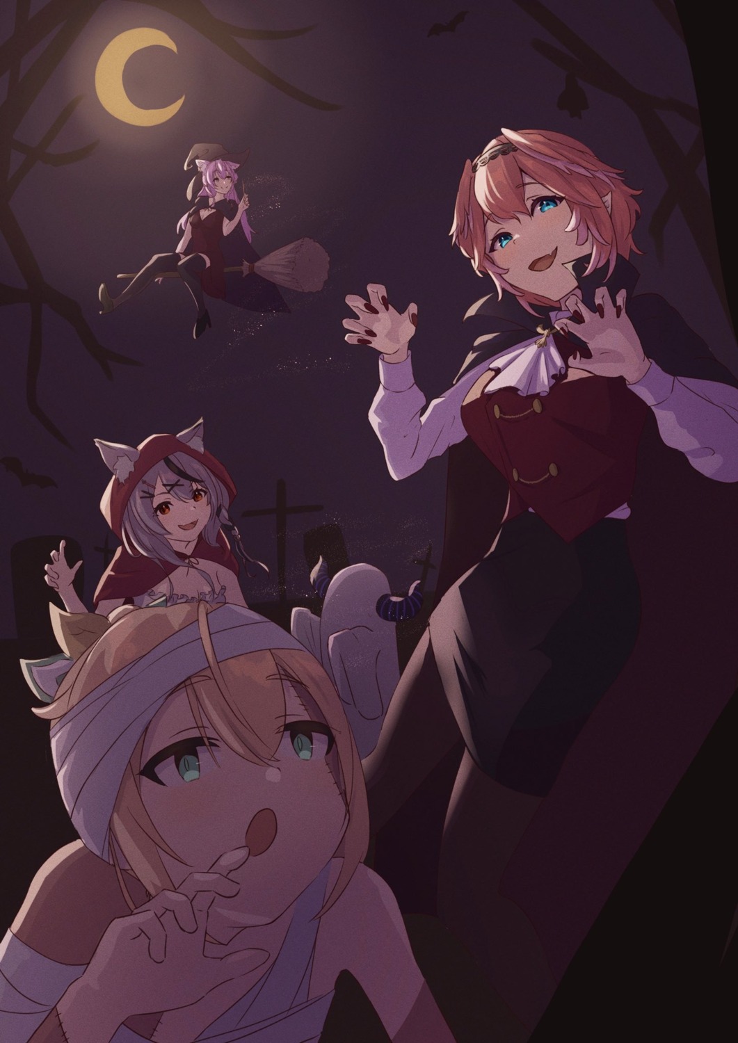 animal_ears, bandages, devil, hakui_koyori, halloween, heels, hololive, horns