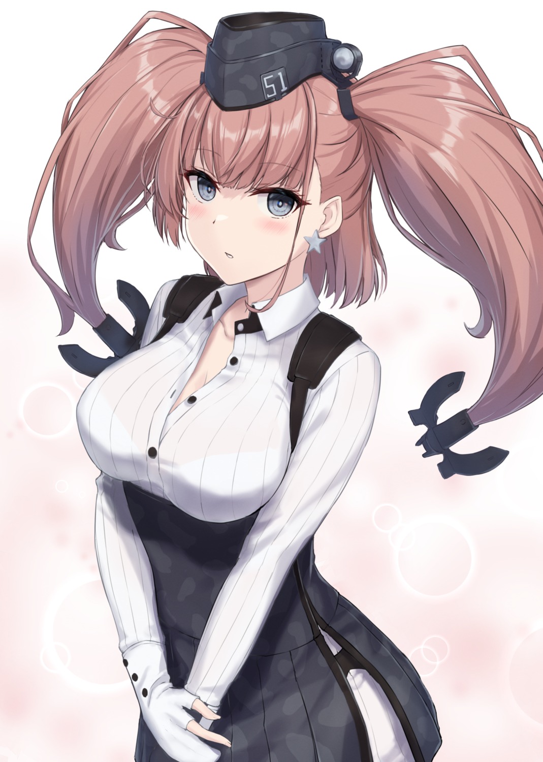 atlanta_(kancolle), bra, cleavage, kantai_collection, monoku, open_shirt, see_through, uniform