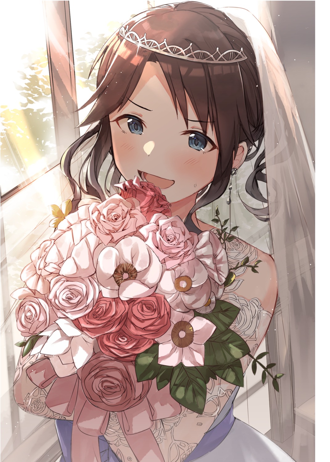 dress, hanetsuka, mitsumine_yuika, the_idolm@ster, the_idolm@ster_shiny_colors, wedding_dress