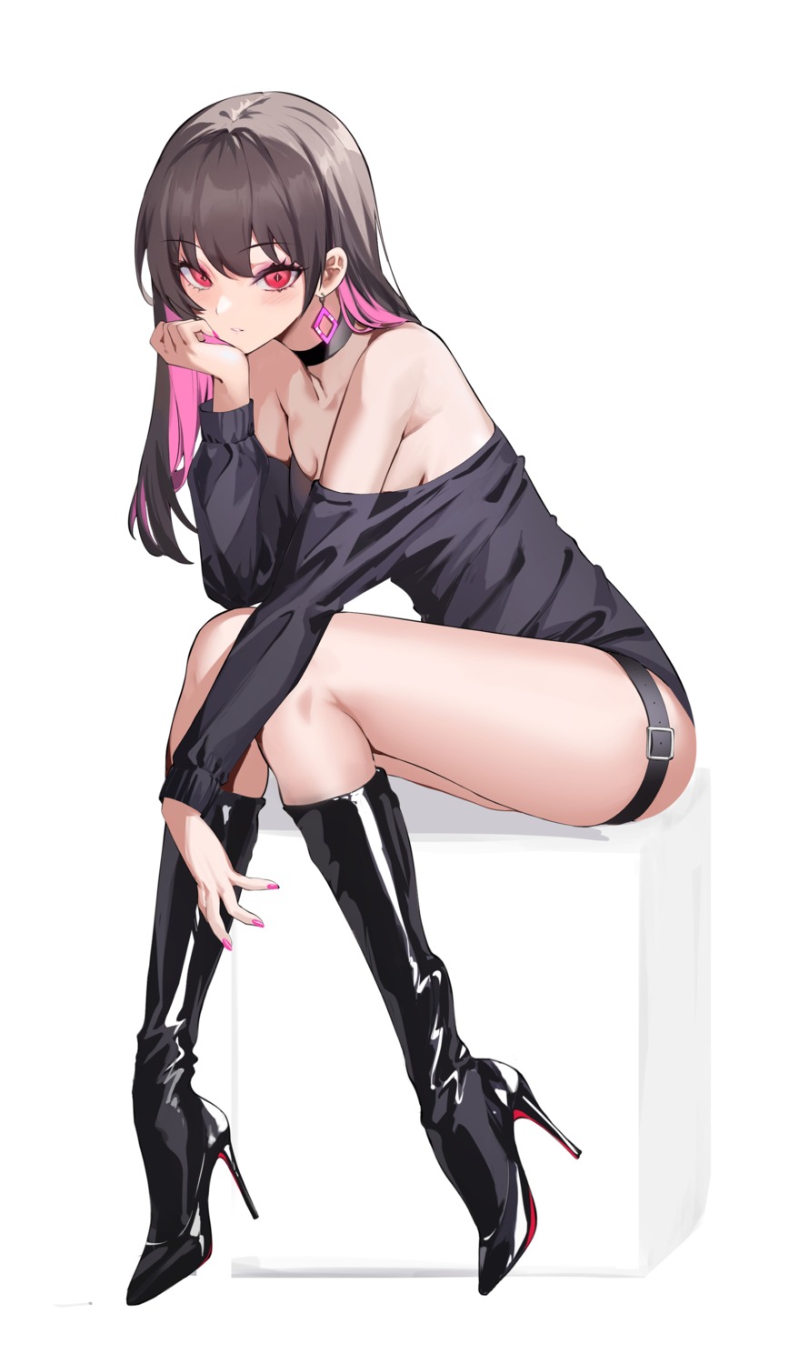 garter, heels, no_bra, spider_apple