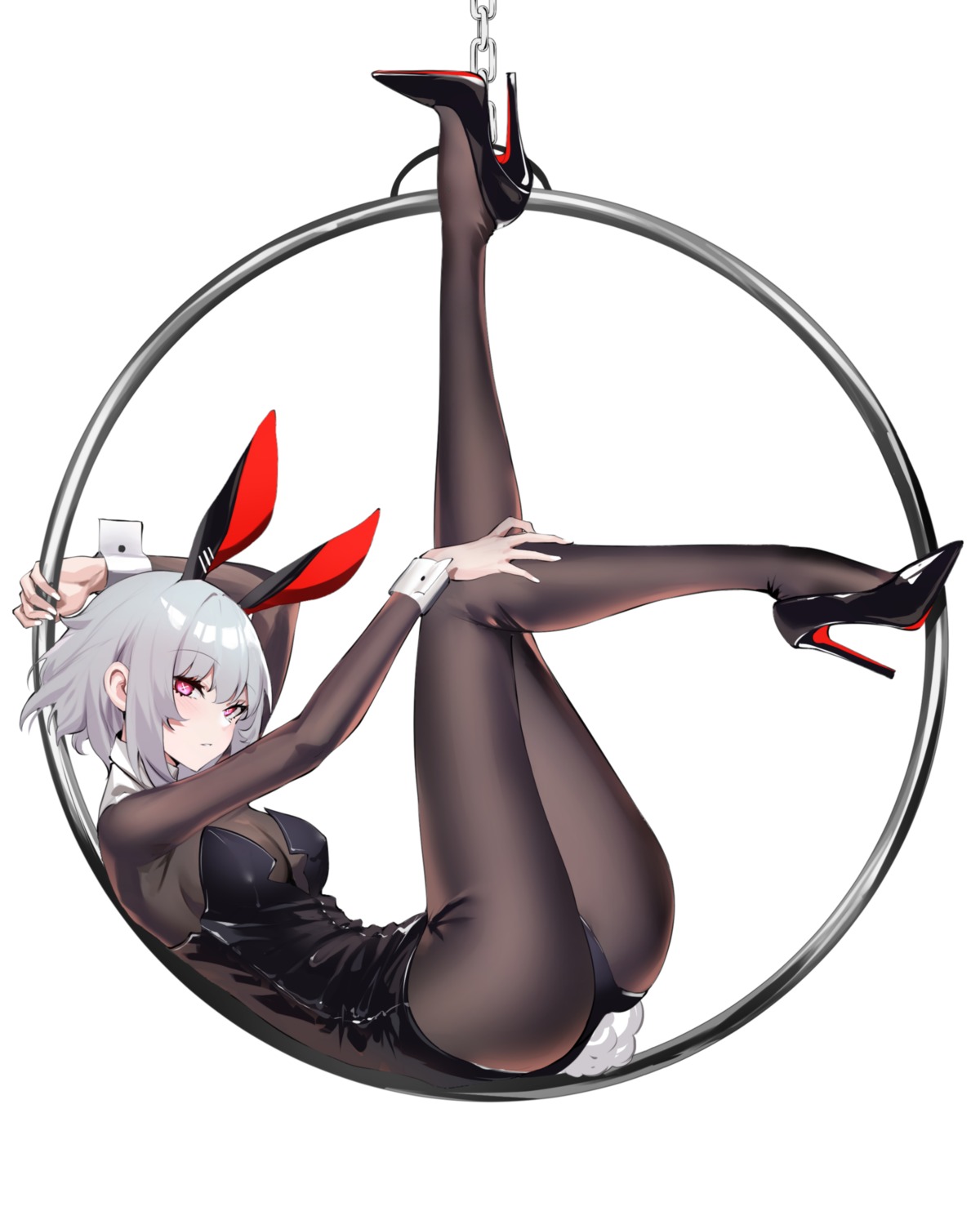 animal_ears, ass, bodysuit, bunny_ears, bunny_girl, heels, spider_apple, tail