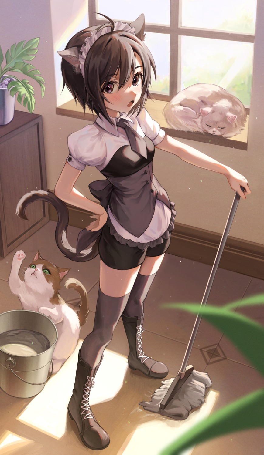animal_ears, hd_(sw4189101), kikuchi_makoto, maid, neko, nekomimi, tail, the_idolm@ster, thighhighs