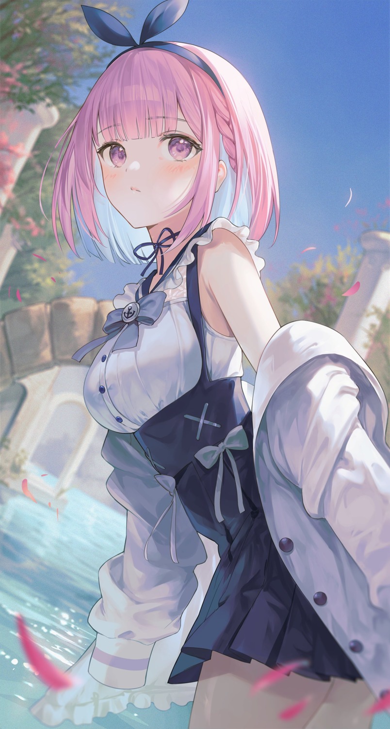 hololive, minato_aqua, nakashima_(pluscolor), seifuku