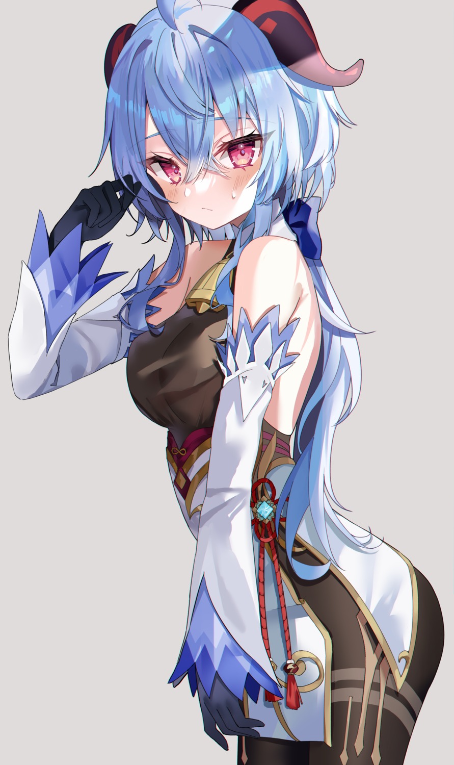 asian_clothes, bodysuit, ganyu, genshin_impact, horns, sinobi_illust