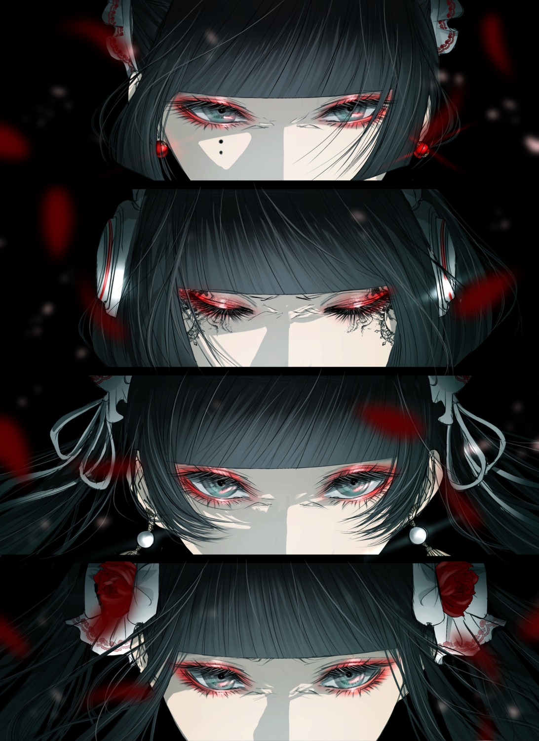 headphones, maid, satsuki_kei, tattoo