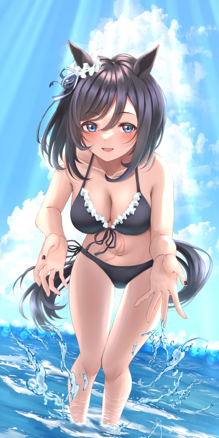 animal_ears, bikini, eishin_flash_(umamusume), swimsuits, tail, uma_musume_pretty_derby, wet, yoshiki_3821