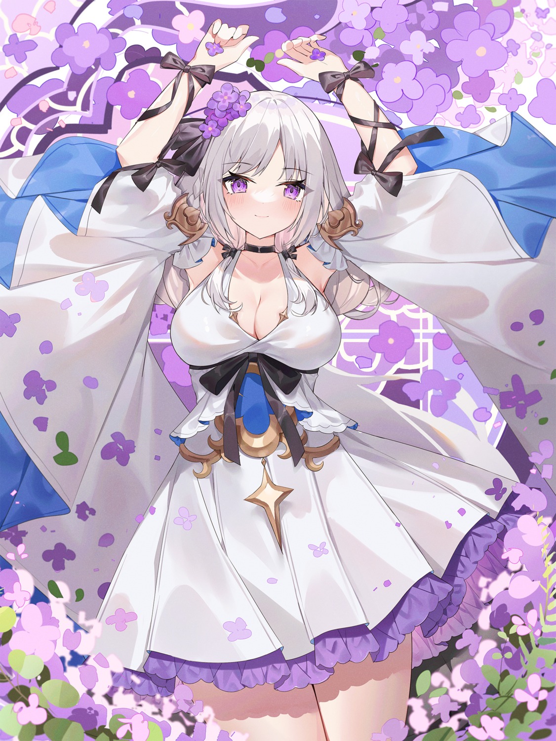 cleavage, dress, no_bra, skirt_lift, yuia