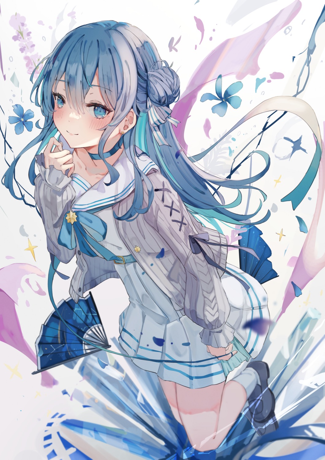 hololive, hoshimachi_suisei, miakiuehashi, seifuku, sweater