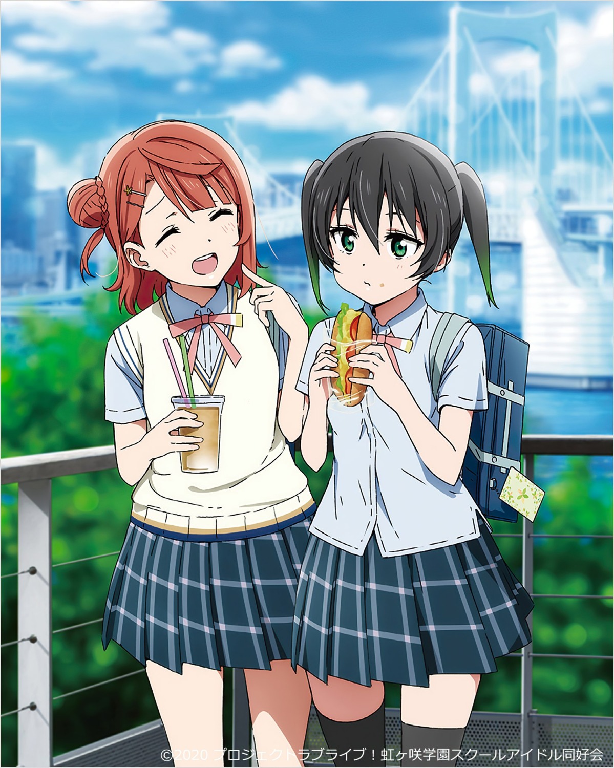 disc_cover, love_live!_(series), love_live!_nijigasaki_gakuen_school_idol_doukoukai, seifuku, sweater, takasaki_yuu, uehara_ayumu, yokota_takumi