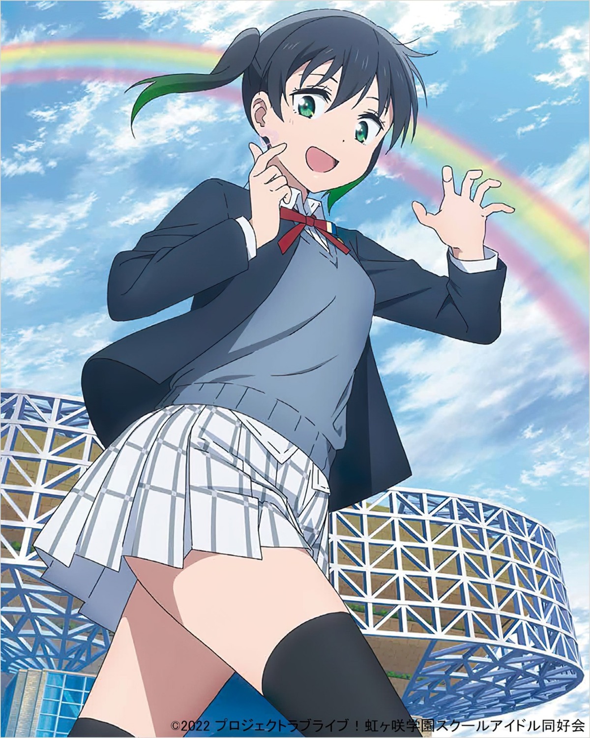 disc_cover, love_live!_(series), love_live!_nijigasaki_gakuen_school_idol_doukoukai, seifuku, sweater, takasaki_yuu, thighhighs, yokota_takumi