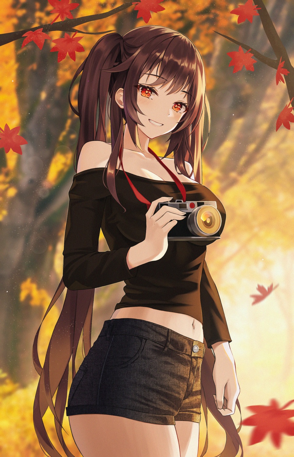 cleavage, genshin_impact, hu_tao, hyonee, no_bra
