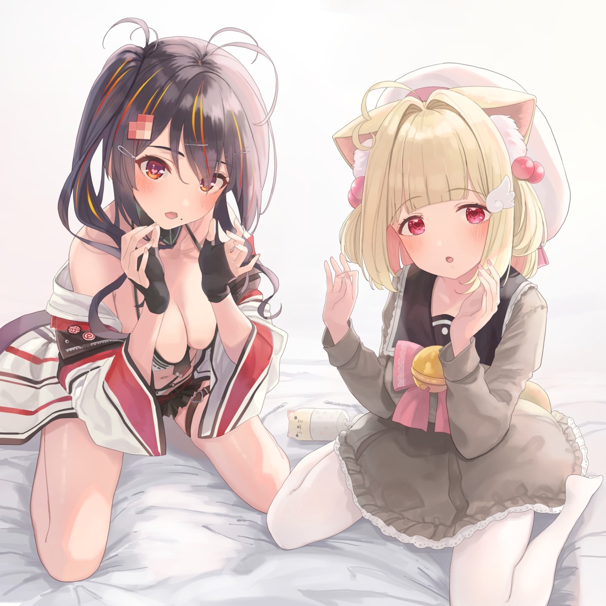 animal_ears, bikini, garter, kemomimi_refle!, kuyukian3, nekoma_karin, nekomimi, open_shirt