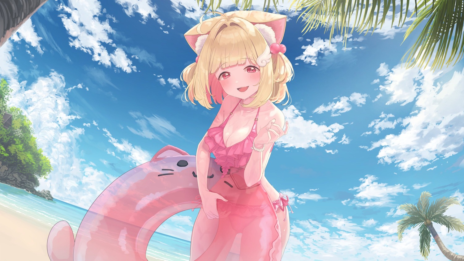 animal_ears, bikini, kemomimi_refle!, kuyukian3, nekoma_karin, nekomimi, swimsuits