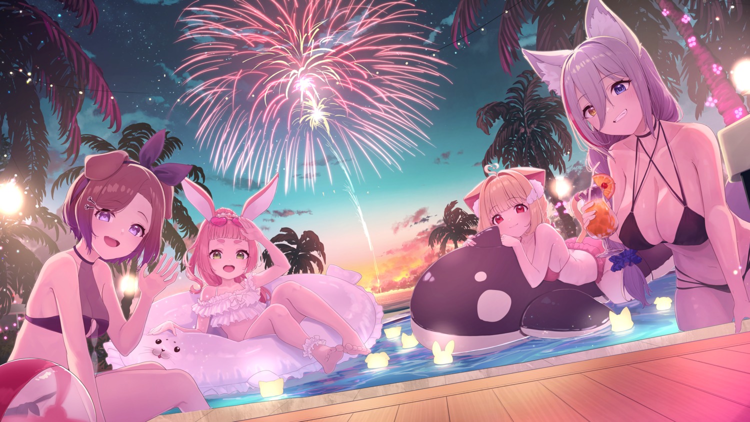 animal_ears, bikini, bunny_ears, feet, heterochromia, inumimi, kemomimi_refle!, kuyukian3