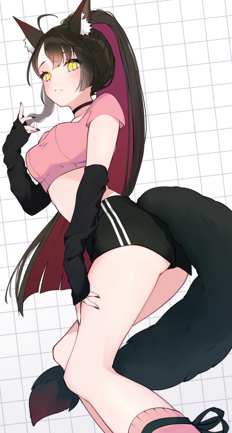 amatai_(yyiksh), animal_ears, ass, blue_archive, kitsune, kosaka_wakamo, tail